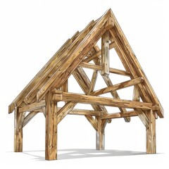 Obraz premium Traditional wooden frame featuring truss, sturdy posts, and solid supporting beams