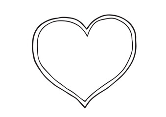 ハートのフレーム（手書き、モノクロ、線画）