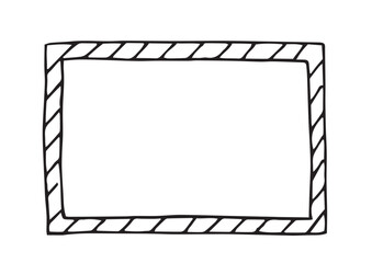 シンプルな四角のフレーム（手書き、モノクロ、線画）