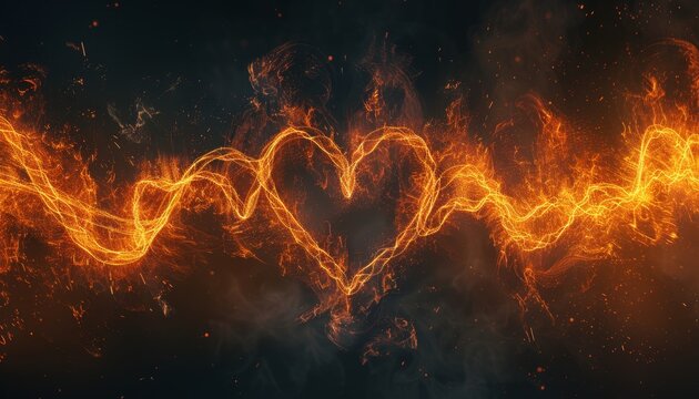 Vibrant heart pulse symbolizing vitality and life force, pulsating rhythm in digital art