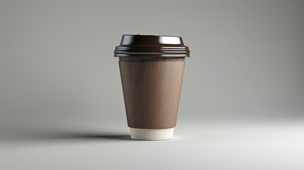 Cute 3D coffee mug on a light brown background
