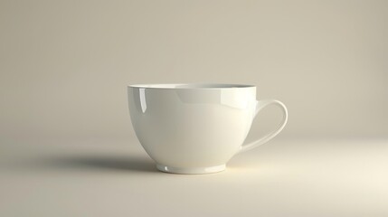 White cup studio shot on white background Coffee or tea mugs, 3D models of tableware.