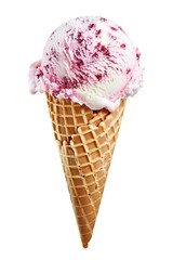 A delicious ice cream cone with a scoop of ice cream. Perfect for summer and dessert concepts