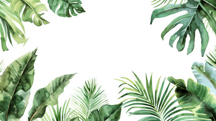 Vector watercolor palm leaves, summer poster background, summer travel web banner, palm day, tropical leaves,Songkran,Palm Sunday