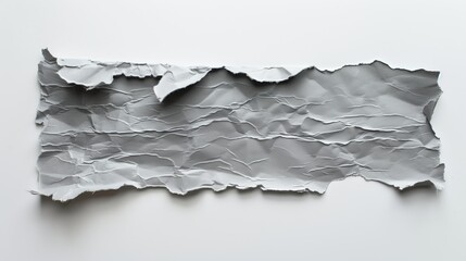 Grey piece of torn paper for copy space text on white background