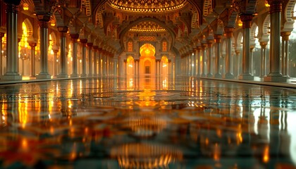 Obraz premium the Arab mosque in the evening lights