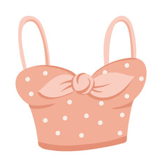 Summer woman crop top in flat design. Short pink female corset model. Vector illustration isolated.