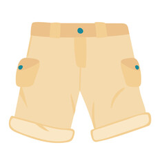 Summer cargo shorts in flat design. Outdoor safari or hiking clothing. Vector illustration isolated. © alexdndz