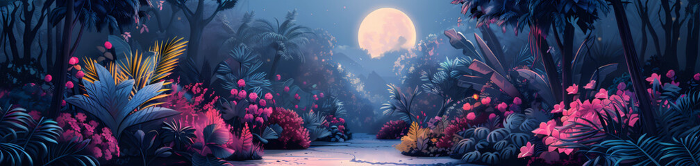 Midnight Path Through Enchanted Jungle