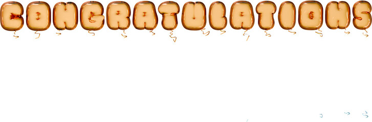 realistic isolated pink gliter  balloon text of Congratulations on the transparent background.