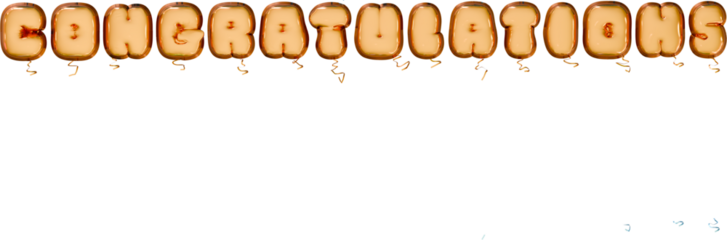 realistic isolated pink gliter  balloon text of Congratulations on the transparent background.