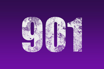 flat white grunge number of 901 on purple background.	
