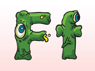 Zombie Font Uppercase Lowercase Letter F