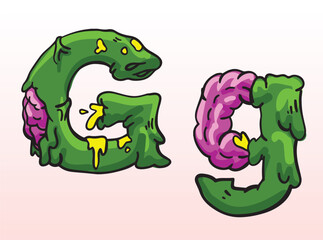 Obraz premium Zombie Font Uppercase Lowercase Letter G