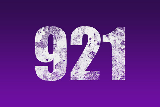 flat white grunge number of 921 on purple background.	
