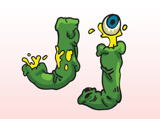 Zombie Font Uppercase Lowercase Letter J