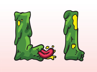 Zombie Font Uppercase Lowercase Letter L