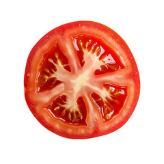 isolated slice of tomato, top view