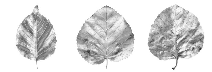 Set of silver aspen leaves