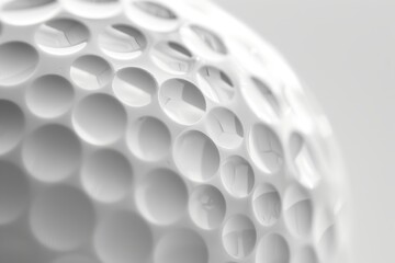 Close-up of a pristine white golf ball, emphasizing the dimpled texture, golfing and sports themes