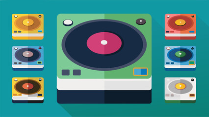 Obraz premium Different color options for the record player base are laid out providing the DIYer with the ability to customize their creation. Vector illustration