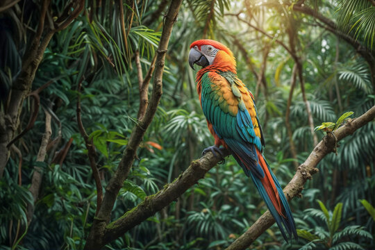 Parrocchetto da vicino- maest&agrave; tropicale nella giungla