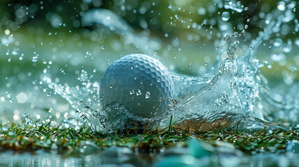 golf ball hitting water