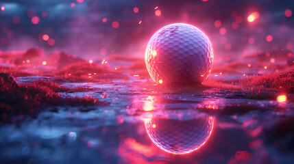 golf ball with abstract neon light