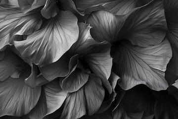 A symphony of petals, each stroke a grayscale note.