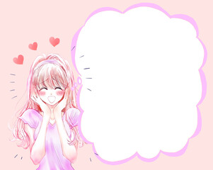 喜ぶ女性　ハート　吹き出し