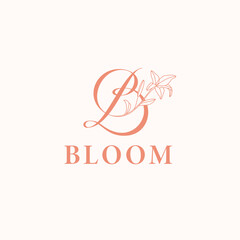 floral elegant vintage bloom logo for beauty spa or cosmetic salon