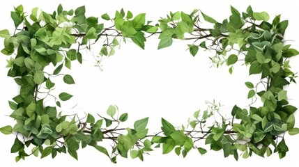 Frame of branches and leaves, creeper, nature, border, decoration, design, white background box (1)