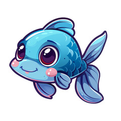 Obraz premium Vector illustration of a fish cartoon.