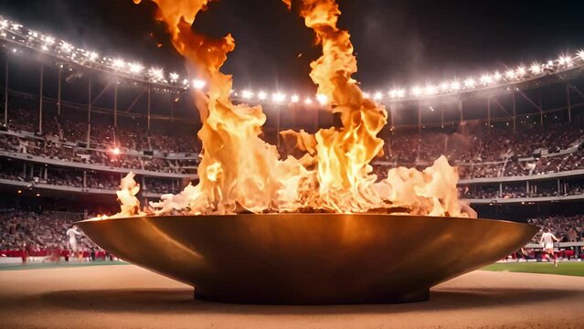 The Olympic torch burns, igniting the flame of passion and competitive spirit at the world's most important sporting event.