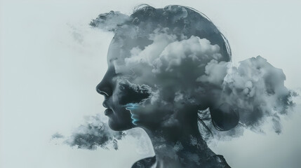 Illustration of a storm cloud inside a head to symbolize depression.


