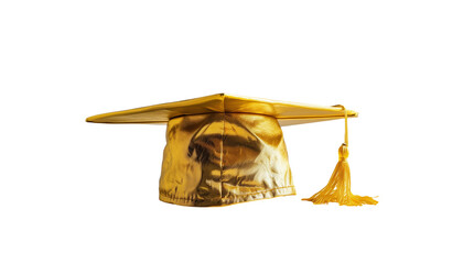 Golden Graduation Cap on Transparent Background