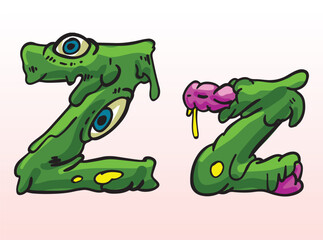 Zombie Font Uppercase Lowercase Letter Z