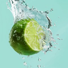 Citrus slice drops into liquid, releasing fruity essence