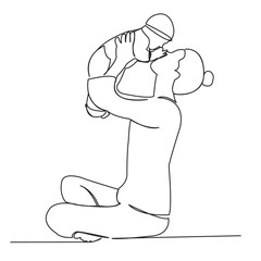 Mom plays with the baby