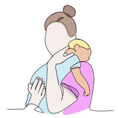 mom with baby in her arms Colour