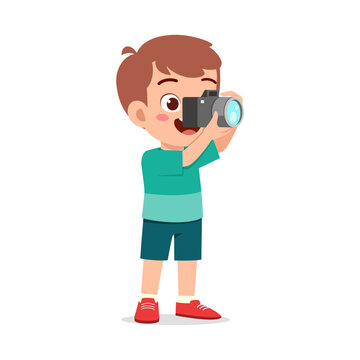 recommend clip art: little kid holding camera and take photo