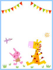 かわいい動物のフレーム・縦