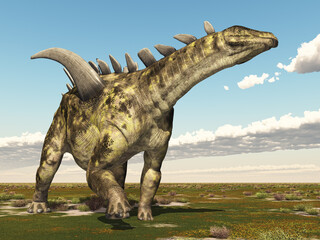 Dinosaurier Gigantspinosaurus in einer Landschaft