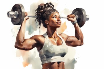 Obraz premium Woman Lifting Barbell Painting