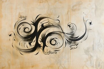 Elegant Calligraphic Artwork with Intricate Swirls and Flourishes Depicting a Single Poetic Word