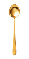 New golden spoon on white background