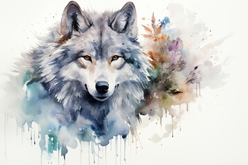 A Painting of a Wolf With Watercolor Paint