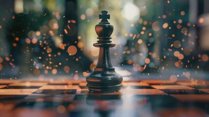 An enchanting image of a chess piece in motion, its graceful movement and strategic placement capturing the dynamic nature of the game on International Chess Day. - Powered by Adobe