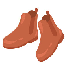 Female red boots in flat design. Stylish seasonal women footwear pair. Vector illustration isolated.