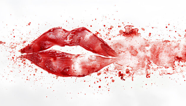 Lipstick kiss marks on white background